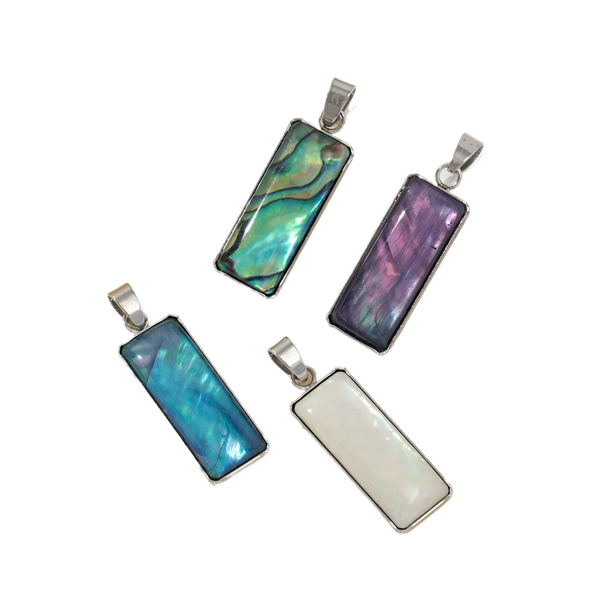 

5pc Natural Freshwater Shell Pendant Rectangle Seashell Mixed Splicing Abalone Shell Charms For Jewelry Making DIY Necklaces