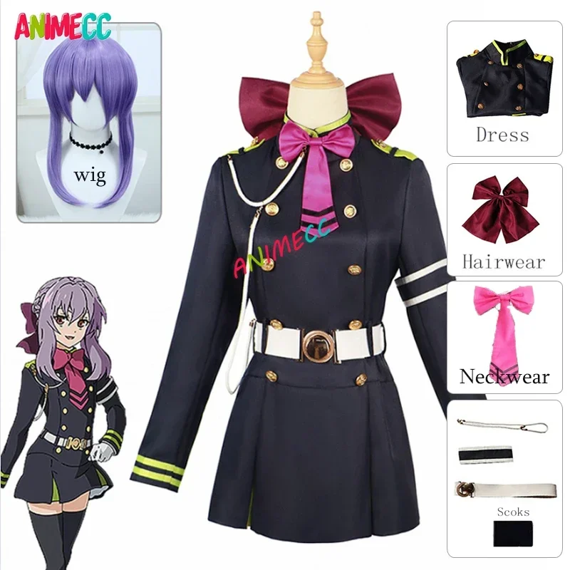 ANIMECC-Peluca de disfraz de Anime para mujer, Cosplay de Hiiragi Shinoa, Seraph of The End Owari No Seraph, fiesta de Halloween