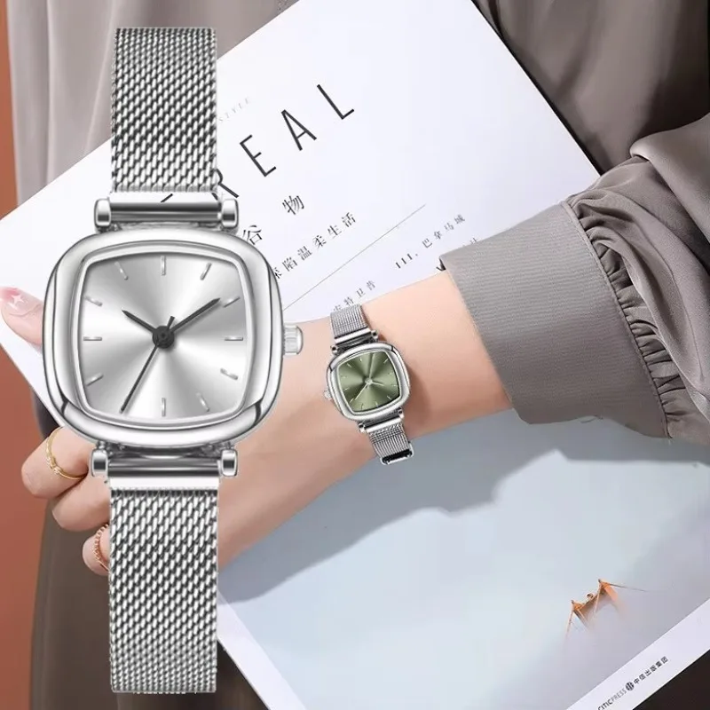 Mode Kleine Quadratische Uhr für Frauen Edelstahl Mesh-Armband Quarz Uhren Damen Luxus Geschenk Armbanduhren Großhandel Reloj