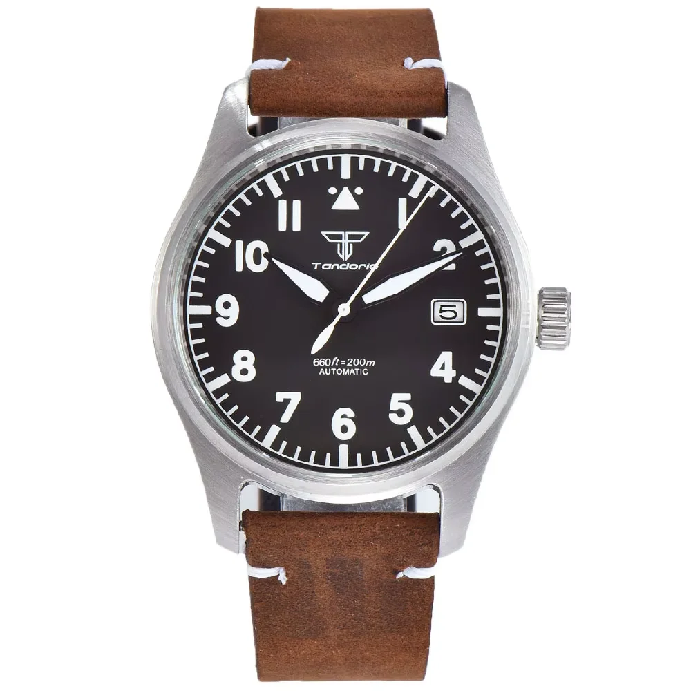 Tandorio NH35A Pilot Automatische mechanische Uhr 200 m wasserdicht Tauchen Flieger Herrenuhr 39 mm Datum Saphirglas leuchtend 8