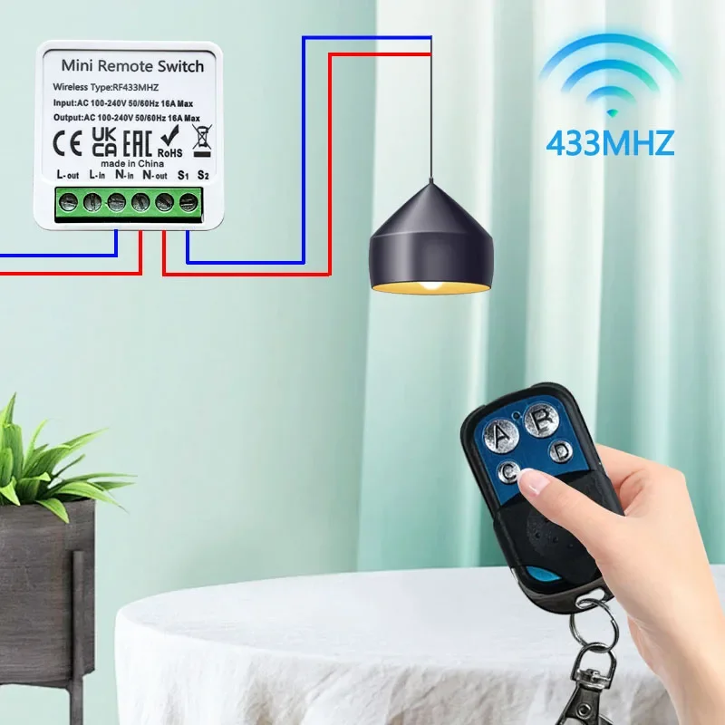 Interruttore luce telecomando Wireless 433MHz 16A 4 tasti ricevitore relè RF interruttore Timer interruttore pannello a parete per illuminazione Led