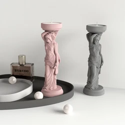 Cement Candle Holder Silicone Molds Candle Cup Mold Handmade Mold for Concrete Statue Candlestick Concrete Goddess Statue Molds