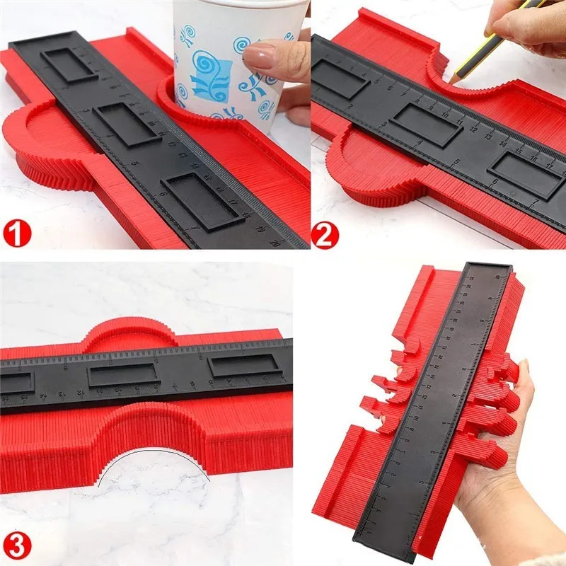 Contour Gauge Cutting Template Multi-Functio Measuring Instrument Woodworking Tool Tiles Measure Ruler Construction Contour Tool