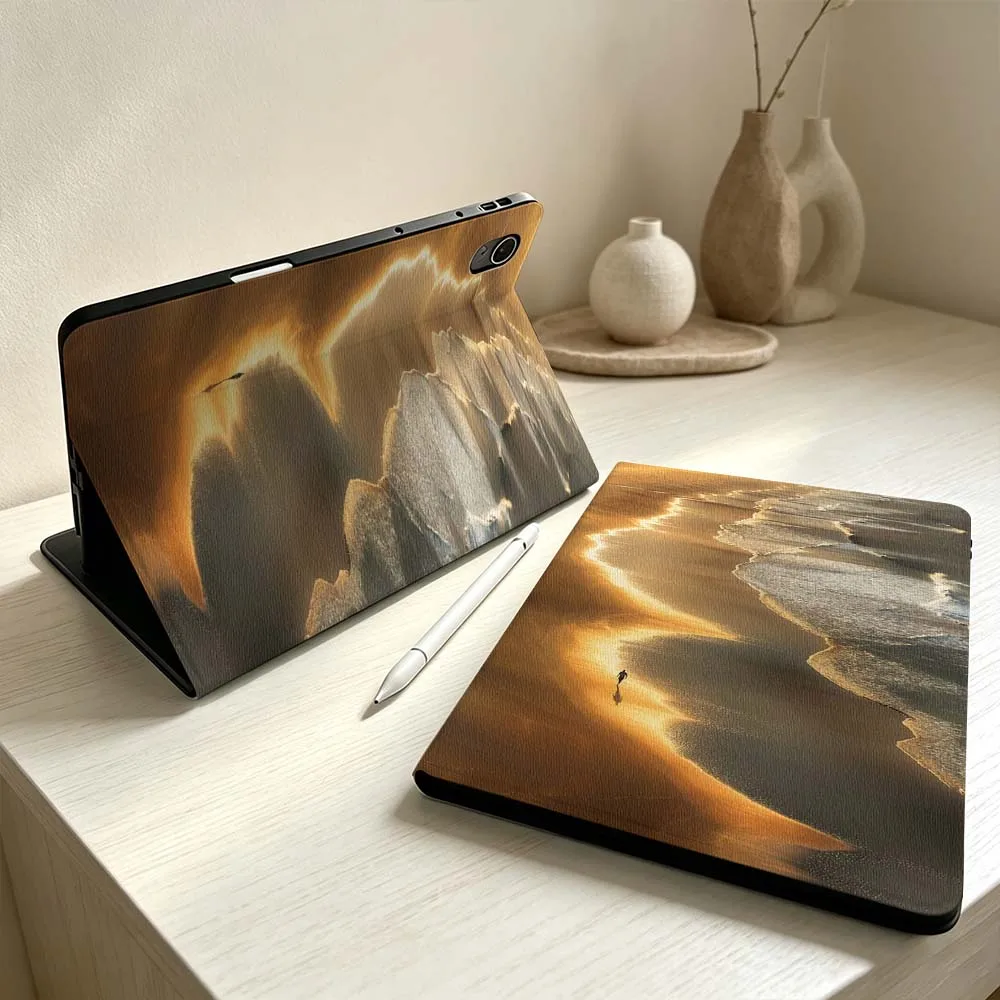 Golden Beach Lone Figure For Huawei MatePad MediaPad MagicPad Honor Pad 10 9 8 X10 X9 X9a S Pro Soft Pen Tray Tablet Case