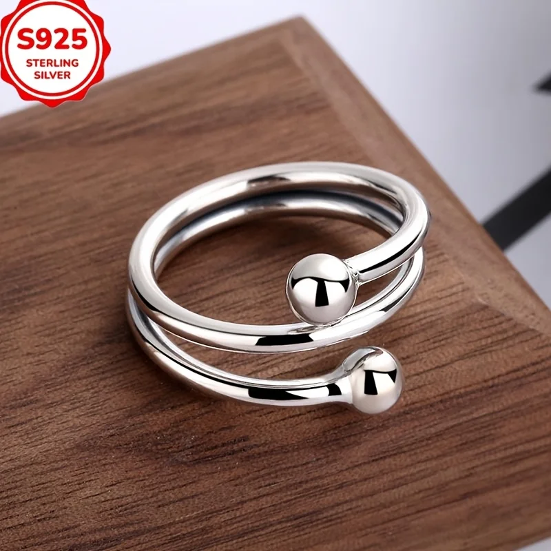 Cute 925 Sterling Silver Bead Ring for women men lady US SIZE 8 Stylish And Minimalist Design Perfect for Daily Use, Birthdays