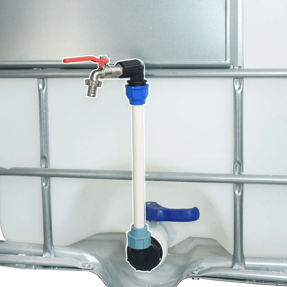 Durable 1000L S60 IBC Tank Outlet Valve Adapter 16mm nipple 15mm hose Tap Connector Water Buckets