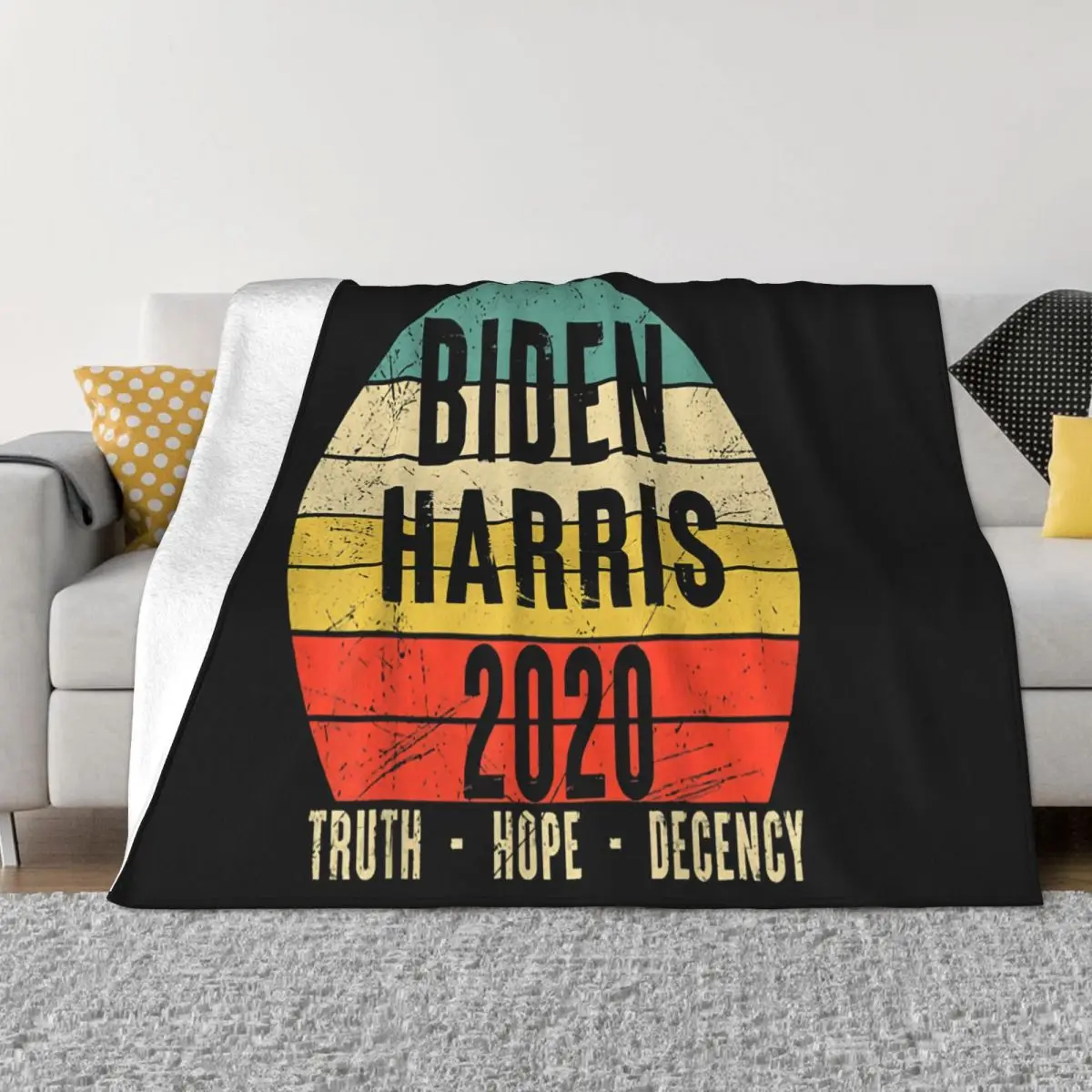 Biden Harris 2020 Truth Hope Decency Vintage Graphic Letter Graphic Letter New Design Fitness Throw Blanket