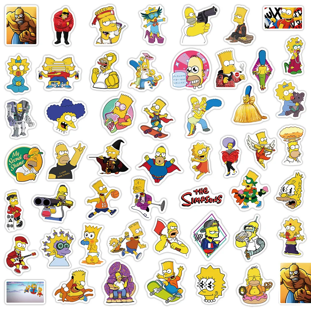 10/30/50pcs The Simpsons Comedy Anime Stickers Cute Cartoon Sticker Phone Water Bottle Suitcase Fun Graffiti Decals for Kids Toy