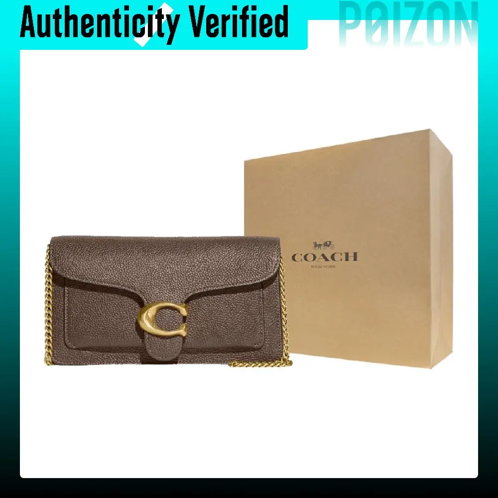 COACH Chain Leather Clutches Small Women's Dark Brown CE772-B4CBD