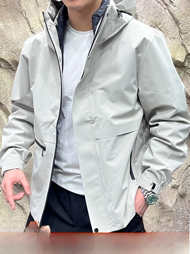 

Outdoor Men's Tee-in-One down Jaet Removable Inner Waterproof New Winter Faion Polyester Fiber Du down Coat