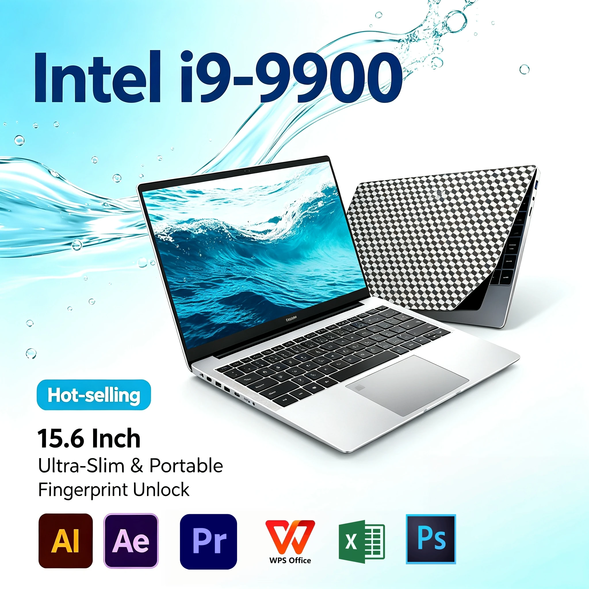 Intel i9 9900 15.6 Inch Gaming Laptop 8C16T 5.0GHz Turbo Fingerprint Unlock Backlit Keyboard Ultra Slim High Performance Unit