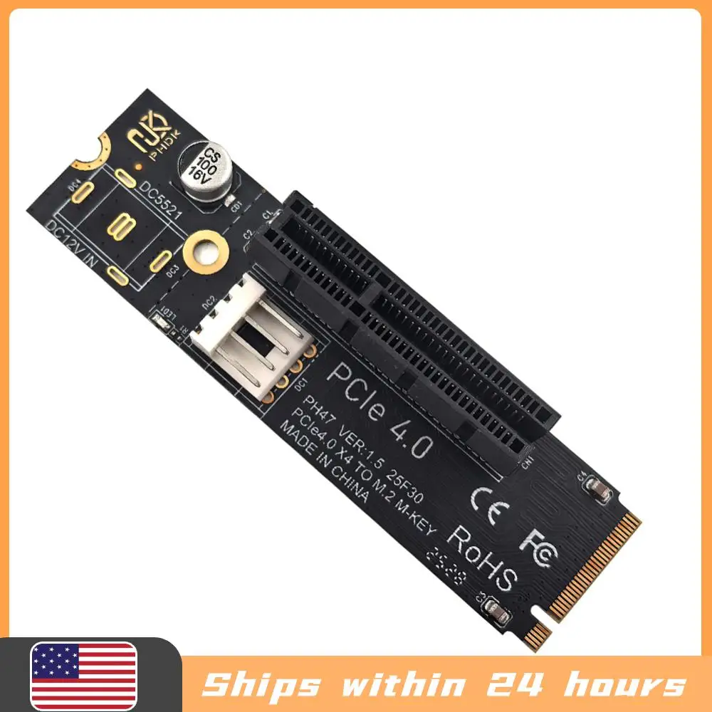 

NGFF M.2 To PCI-E 4X SATA Power Riser Compatible with X1 X4 X8 X16 PCI-e Interface Convert Adapter