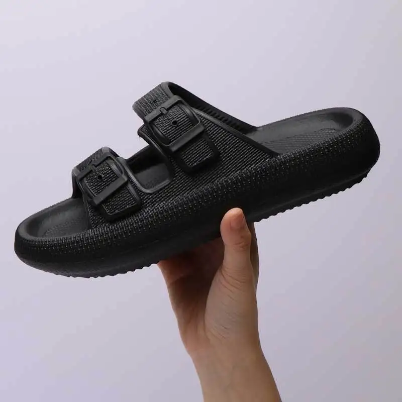 Thick Platform Cloud Slippers Women Fashion Buckle Soft Sole Pillow Slides Sandals Woman 2023 Summer Beach Non-Slip Flip Flops