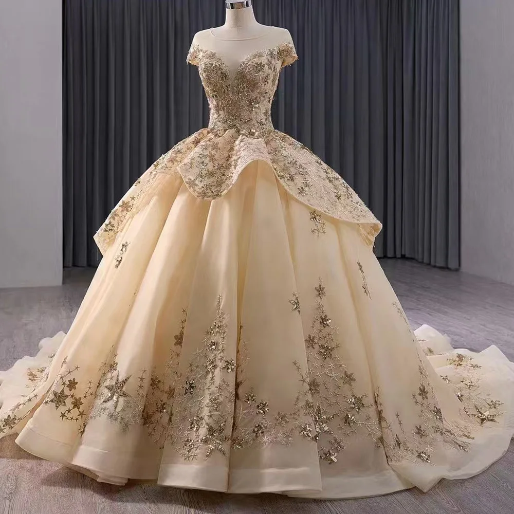 

Вечернее платье с круглым вырезом и короткими рукавами, на шнуровке сзади и вышивкой блестками, настраиваемое принцесса 2026