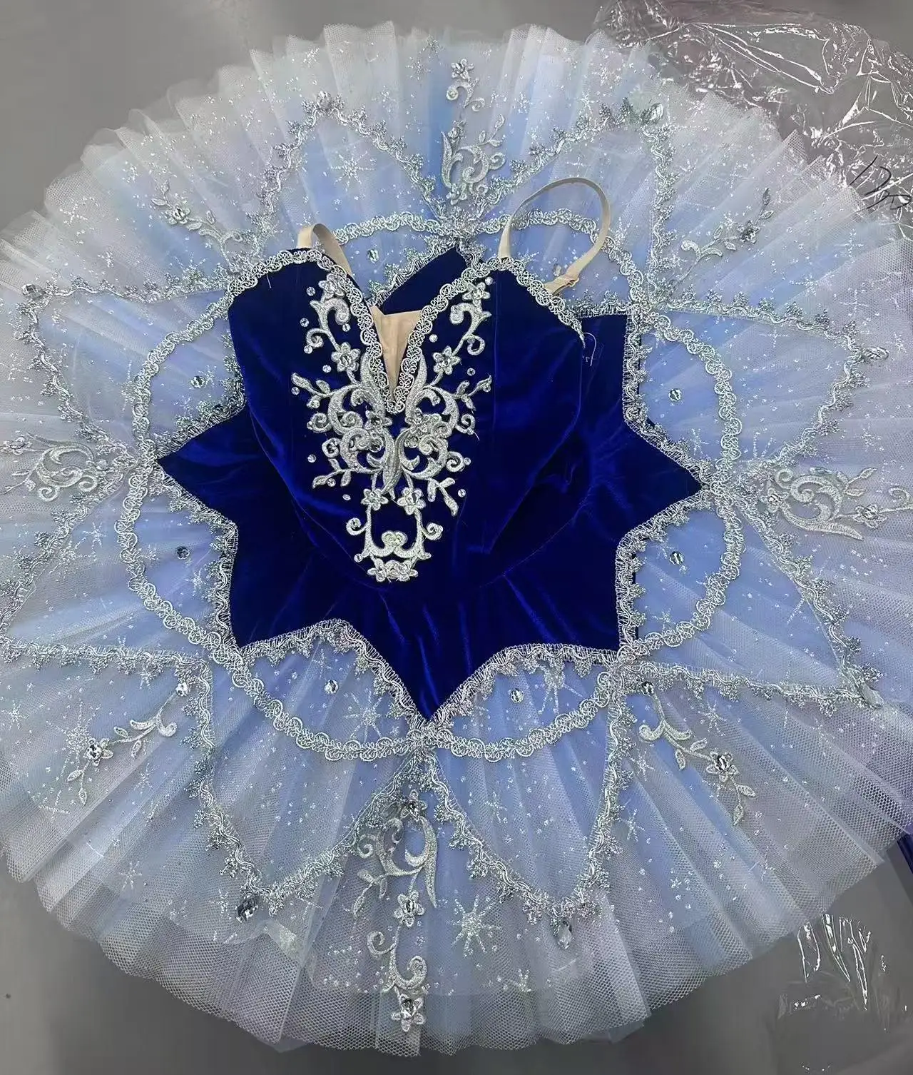 Tutú de Ballet profesional para mujer y niña, falda de Ballet con lentejuelas azules, bailarinas para niños, ropa de actuación, vestido de princesa