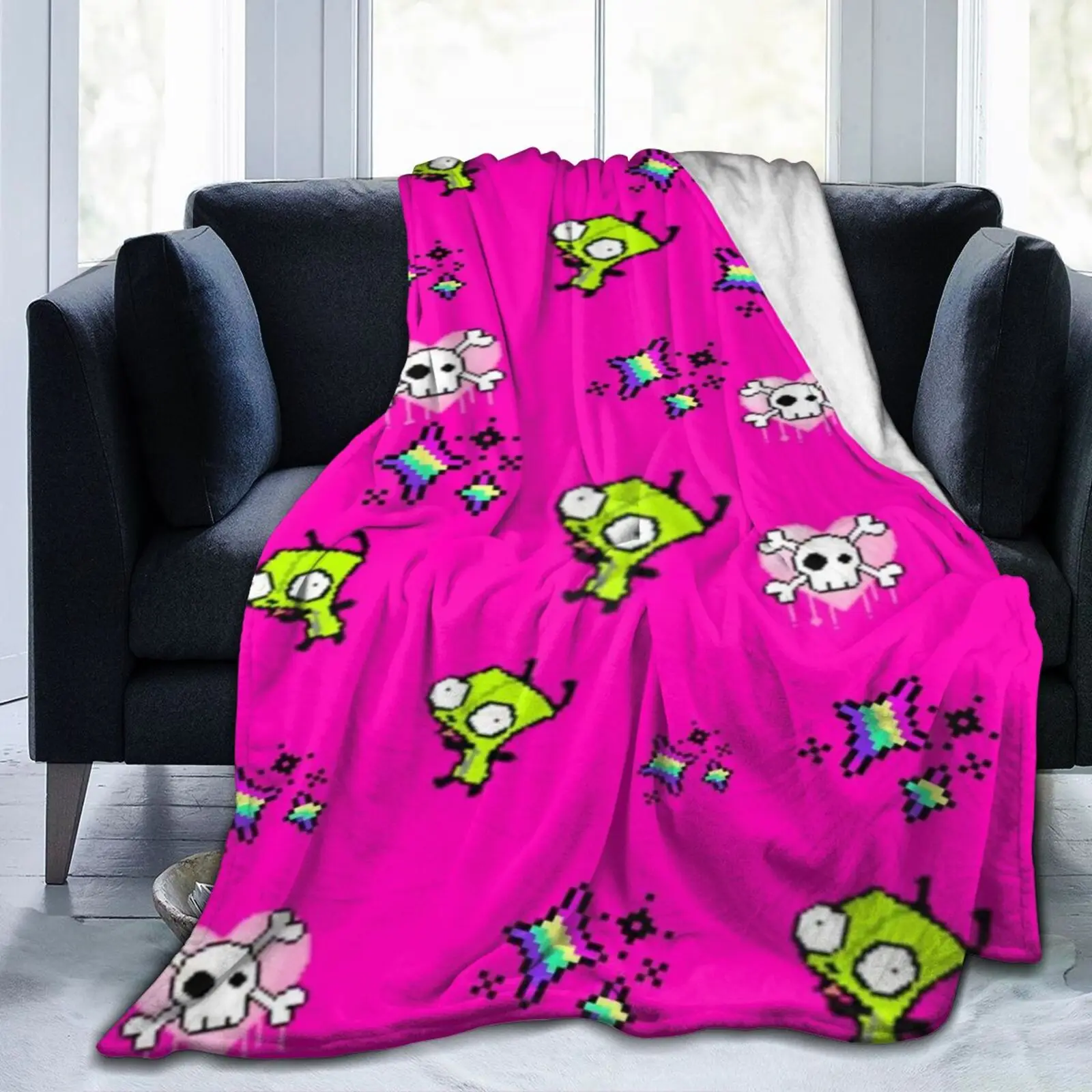 

Фланелевое одеяло Invader Zim с персонажем мультфильма — мягкое, теплое, всесезонное одеяло для путешествий и домашнего декора для гостиной, офиса, дивана