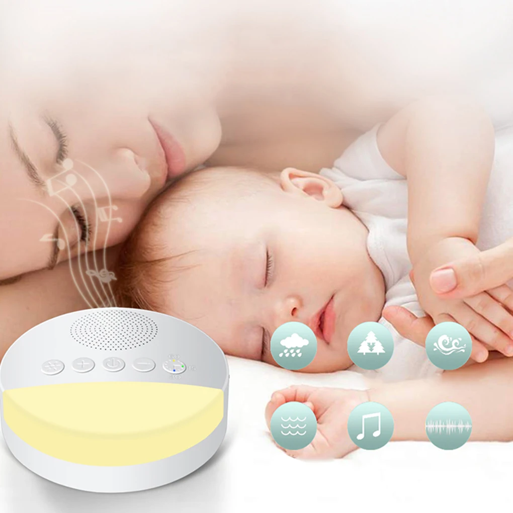 Imagem -02 - Máquina de Ruído Branco para Crianças Dormir Sound Player Temporizador de Luz Noturna Usb Recarregável Desligamento Temporizado