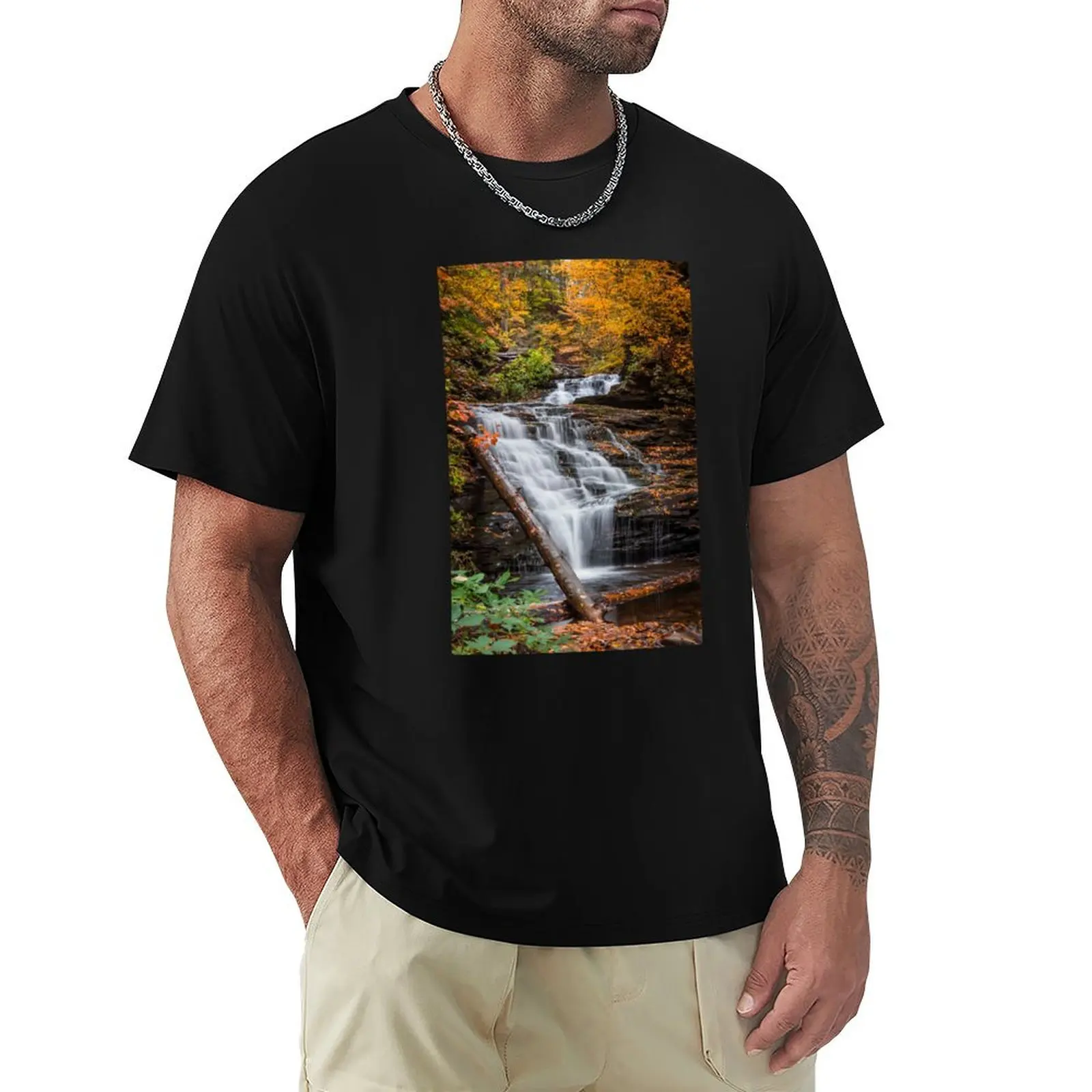 Fall Waterfall Photo T-Shirt shirts graphic tees cute clothes summer top korean fashion men t shirts