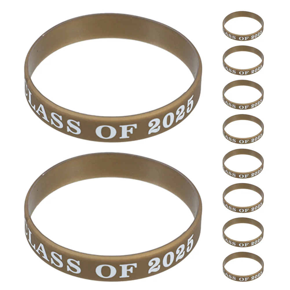 10 Pcs Stickers Graduation Party Wristbands Blue Rubber Bracelets Friendship Bulk Classroom Prizes for Middle School Men Women