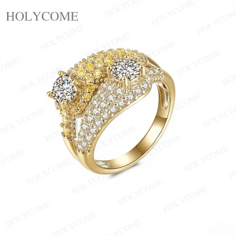 

Solid 925 Sterling Silver Moissanite Ring With GRA VVS1 Gold Plated Fine Jewelry Trendy Ring For Women Men Party Dating Charms