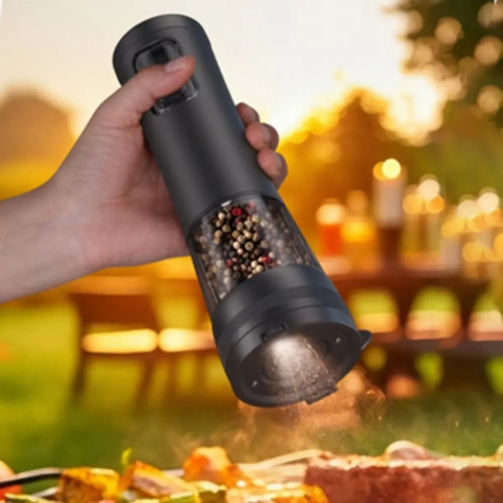 USB Rechargeable Electric Pepper Salt Grinder Set Adjustable Coarseness LED Indicator Automatic Pepper Salt Grinder