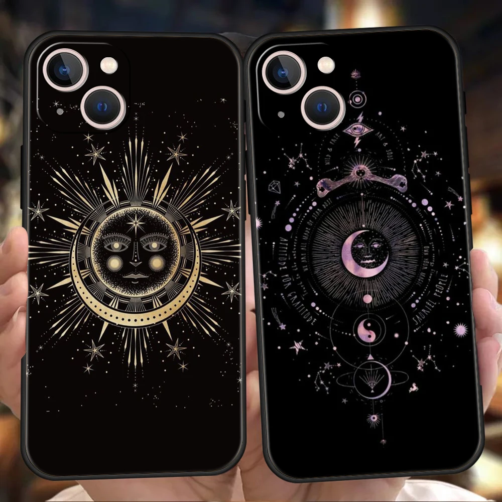 Witches Moon Tarot Mystery Totem Phone Case Cover for iPhone 16 15 14 13 12 Pro Max XR XS 11 7 8 Plus Shockproof Silicone Shell