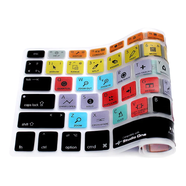 HRH Studio One Spanish Hotkey Shortcuts Function Silicone Keyboard Cover Protector Skin For Mac Air Pro Retina 13