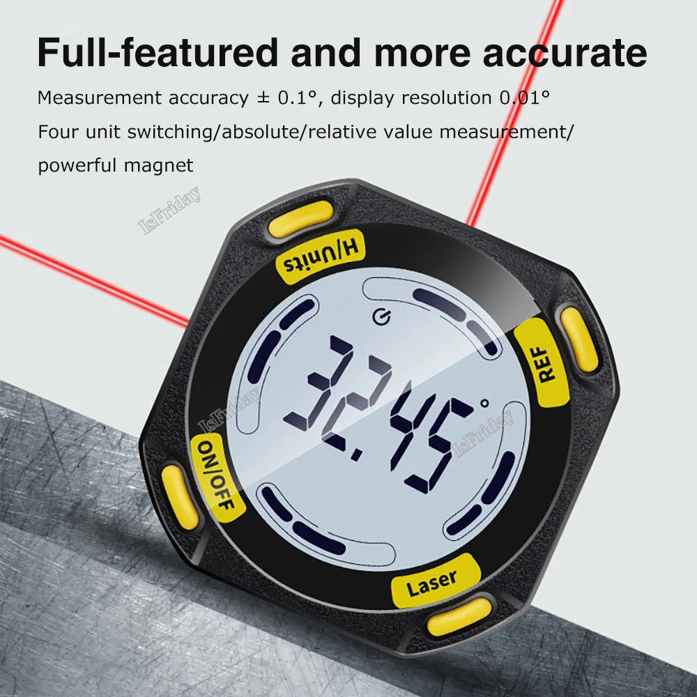 High Precision Laser Digital Protractor Angle Measure Inclinometer 5 Side Magnets 3 in 1 Laser Leveling Right Angle Meter Tool