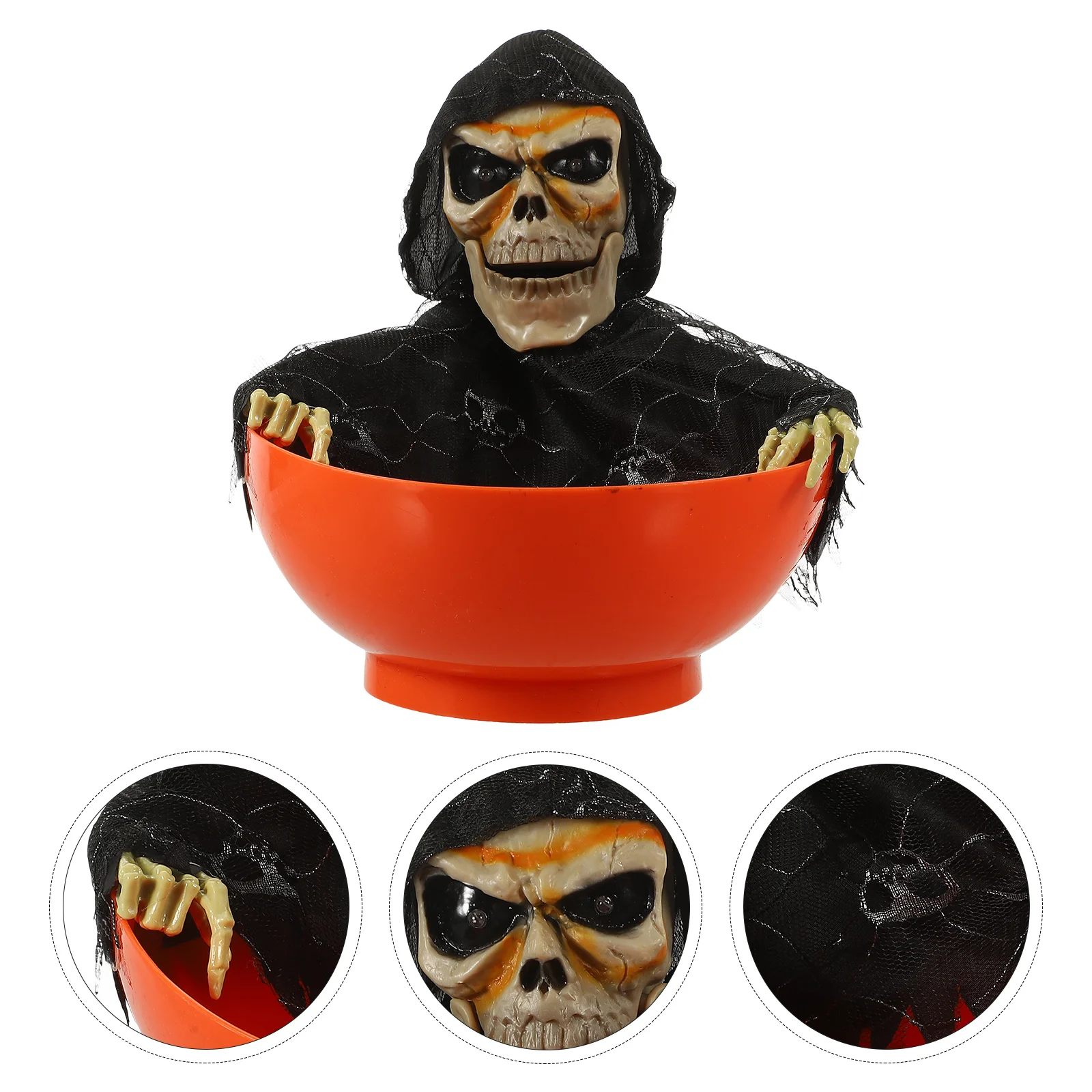 

Electric Pumpkin Skull Bowl Candy Dish Halloween Serving Bowl For Party Home Haunted Decor Snack Storage