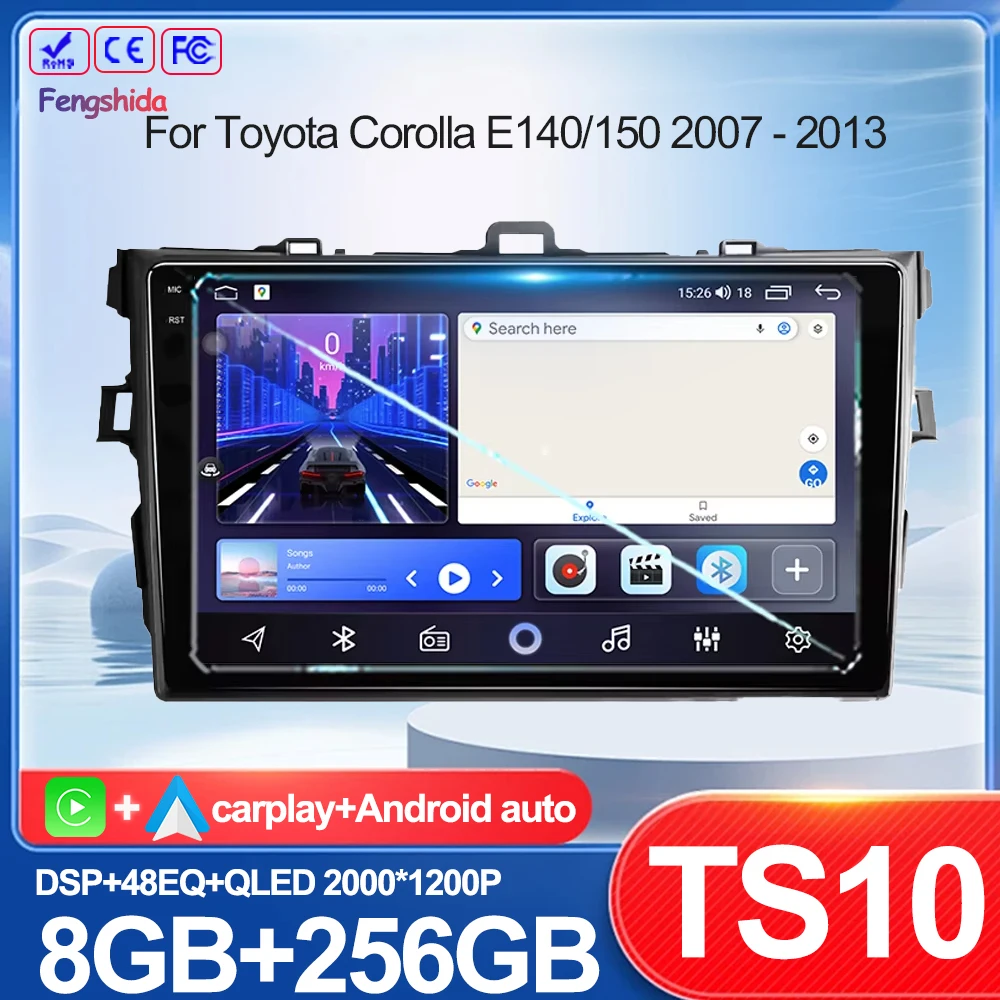 

Android 15 For Toyota Corolla E140/150 2007 2008 2009 2010 2011 2012 2013 Car Multimedia Video Player GPS 2Din Carplay Stereo