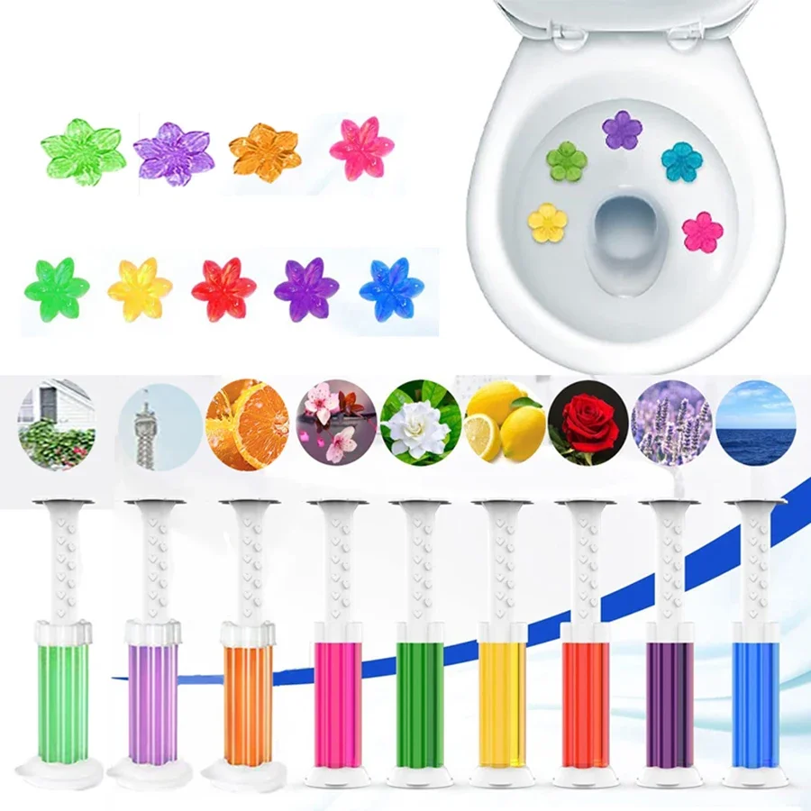 Toilet Gel 1Pc/14 Count Toilet Bowl Gel Stamp 9 Kinds Of Scent Toilet Cleaner Gel Stamp Kit Air Freshener Flower Fragrance