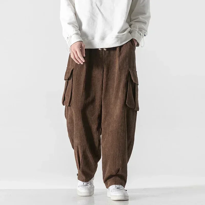 

Spring Casual Men's Pants Korean Version Corduroy Solid Color Overalls Street Wide-leg Pants Trend Large Size All-match Pants