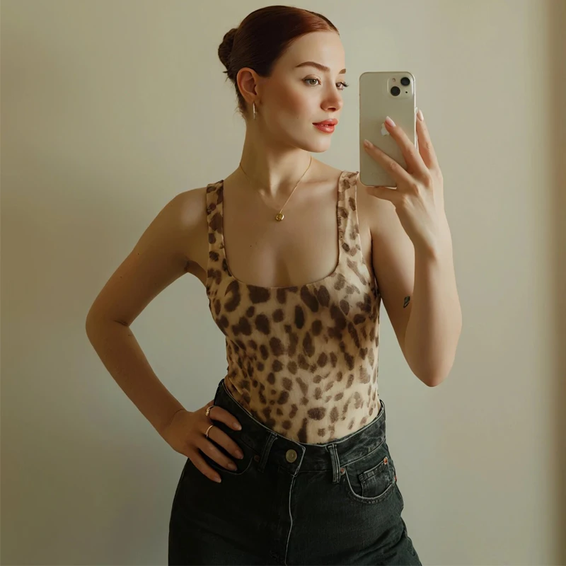 MUJER ليوبارد طباعة ارتداءها المرأة بلوزات بلا اكمام ثوب بودي كون امرأة قطعة واحدة ملابس مثيرة الملابس الداخلية الصيف شبكة داخلية