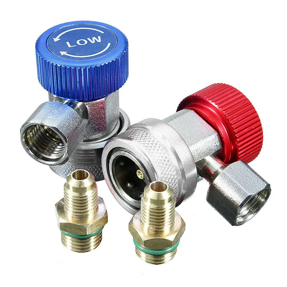 

2pcs Coupler Connector High Grade Material Quick Installation Detachable Adapter For Charging Hose Car A/C Refrigerant Air