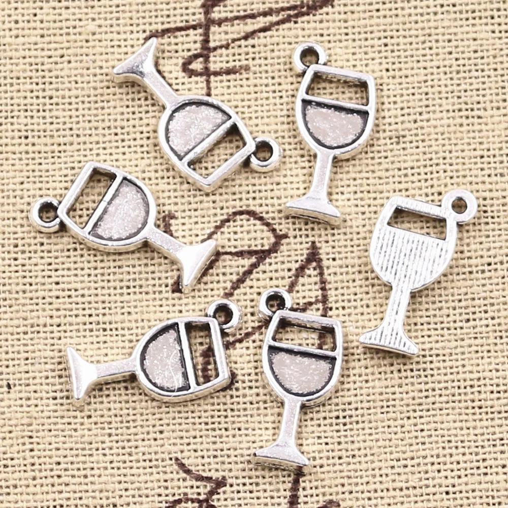 30 sztuk Charms lampka do wina Wineglass 18x9mm Antique srebrny kolor zawieszki DIYCrafts dokonywanie ustalenia Handmade tybetański biżuteria