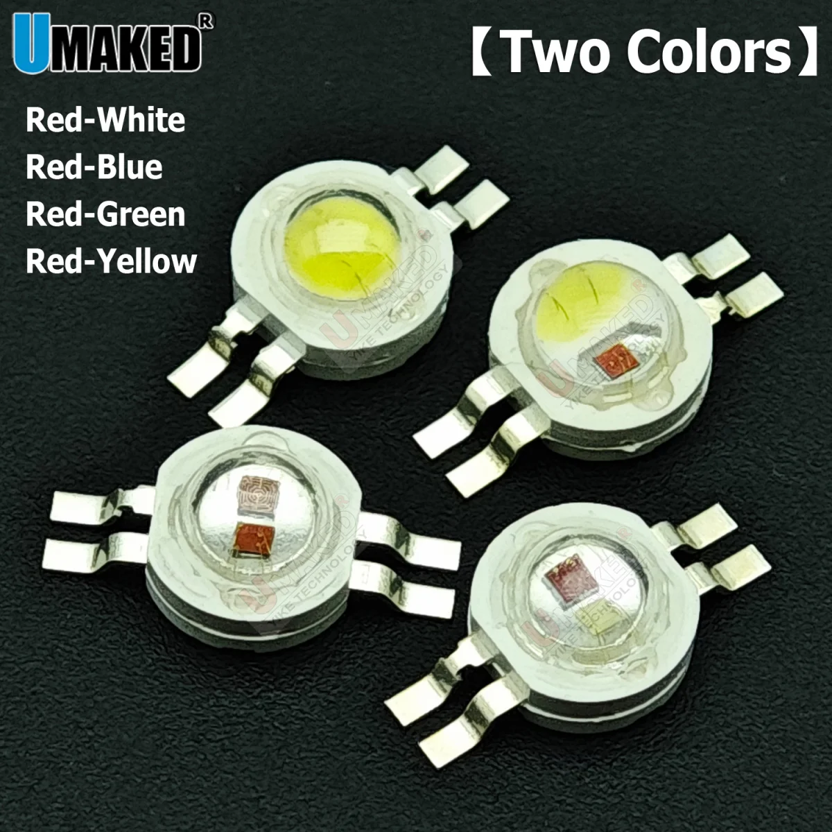 10/50pcs 2x3W High Power LED Diodes Two Color Two Chips White Red Green Blue Yellow Light Bead For bulb track Flashlight stage