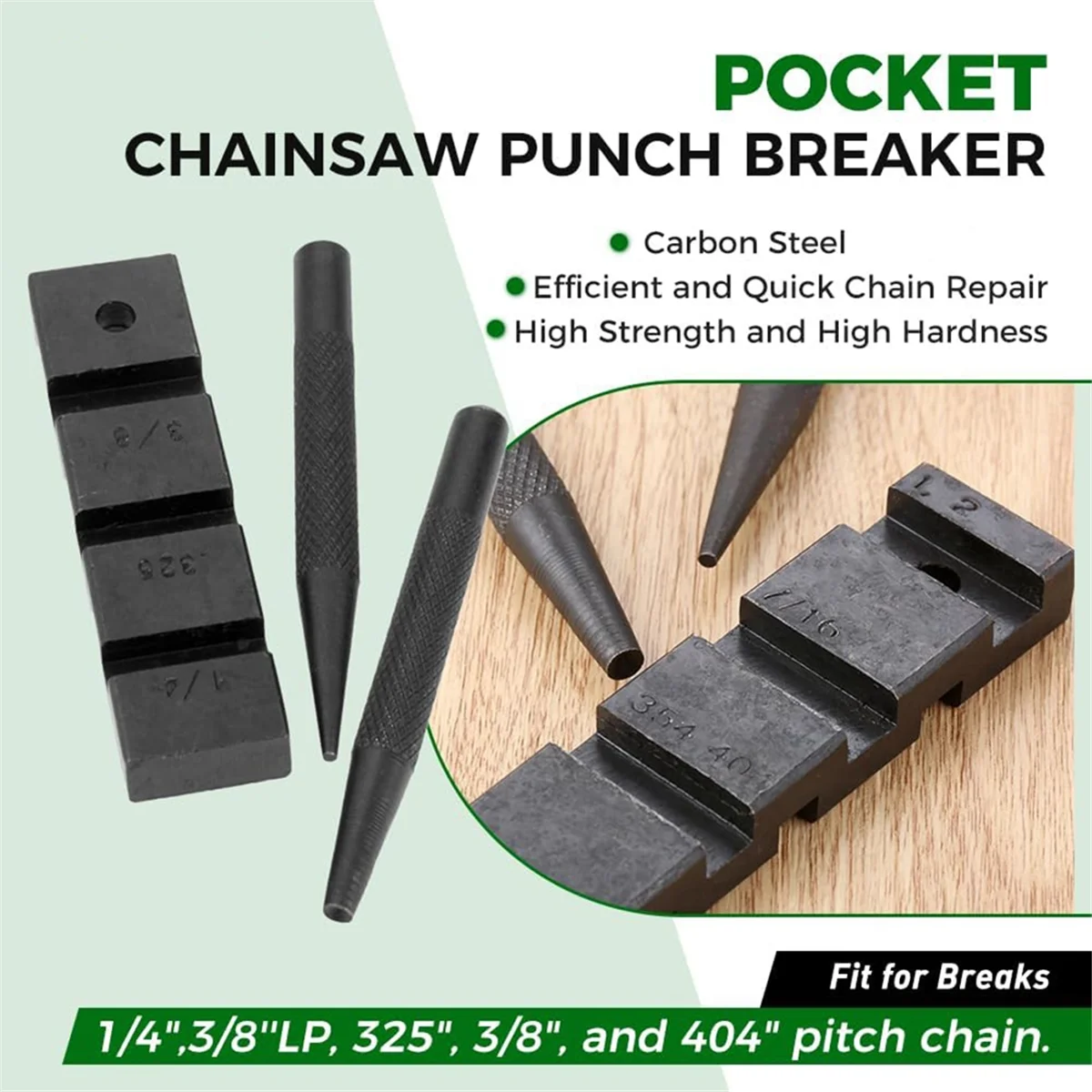 3PCS Pocket Chainsaw Breaker Chain Saw Repairing Mending Tool Set with 10 Sets 0.325in Chainsaw Chain Joiner Link Repair ZJY