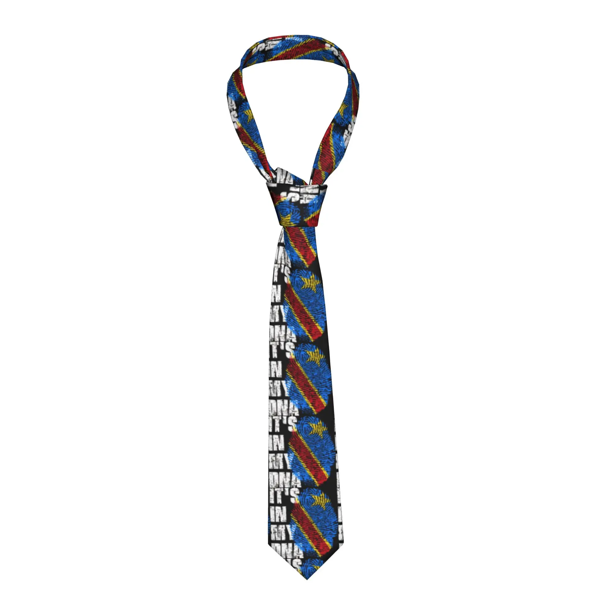 It's In My Dna Democratic Republic Of The Congo Flag Roots Tie Neck Ties Retro Collar Tie Adult Daily Wear Necktie Accessories