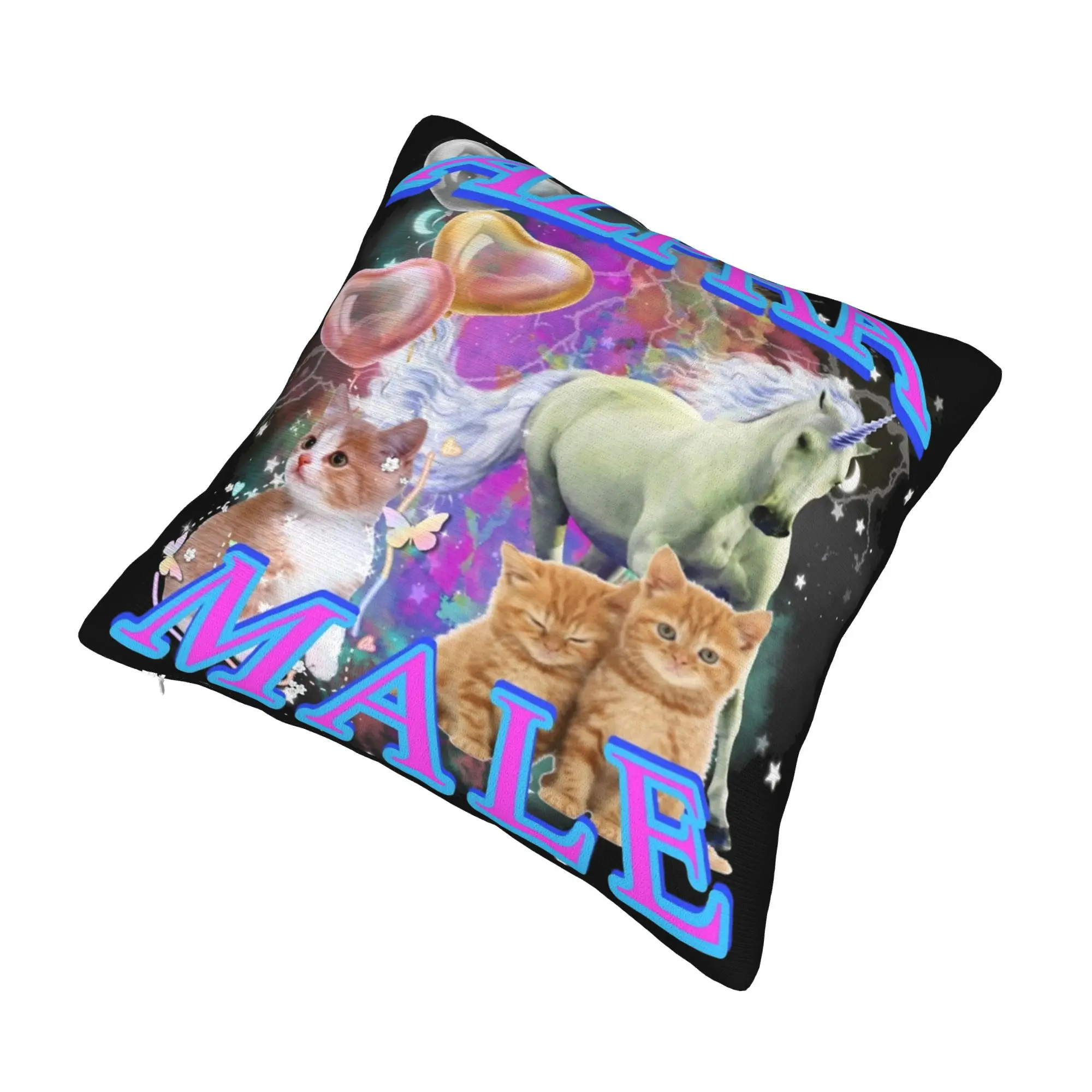 Decorative Pillowcase Alpha Male Cat Kitten Funny  Merch Home  Pillow Case Cover Square Style Multi-Size
