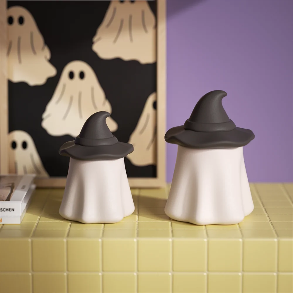 Ghostly Wizard Candle Jar Mold for Gypsum Beton and Candle Refill Silicone Mold DIY Halloween Candle Vessel Jesmonite Mould