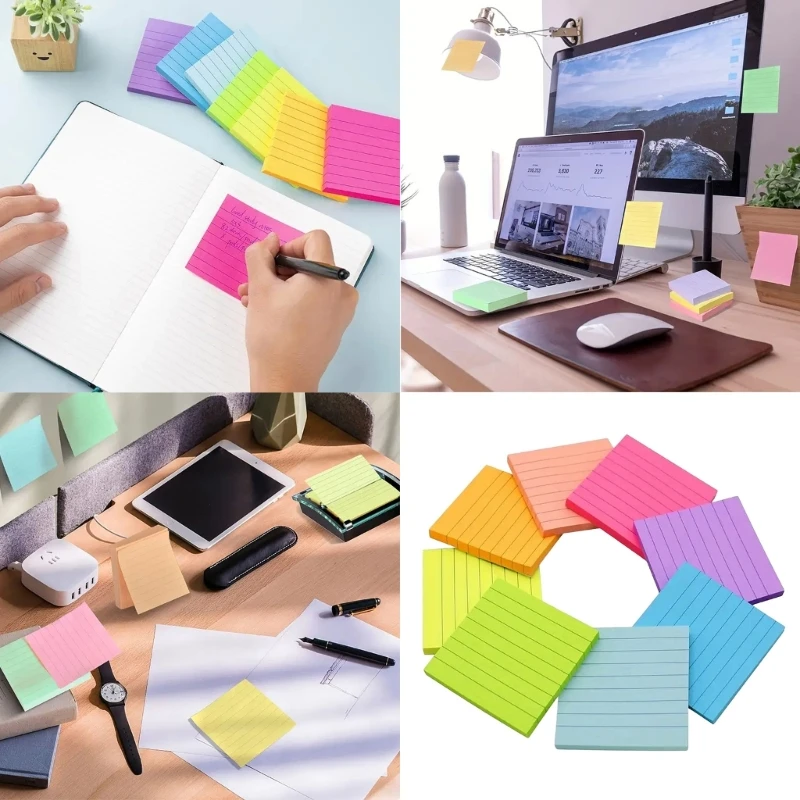 

360 Sheets 3x3Inch Adhesive Note Pad Notes Paper Lined Pocket Notepads
