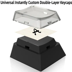 12Pcs/24Pcs Original R4 Custom Double-Layer Keycaps with Transparent Cover Cap for DIY Removable Stickers or Scraps of Paper
