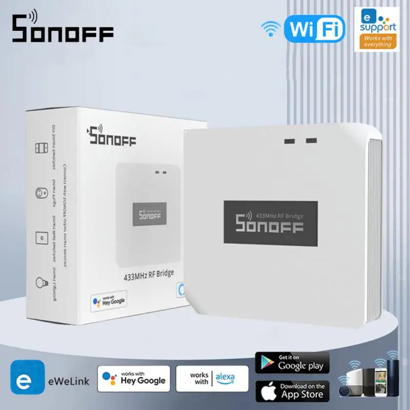 

SONOFF RF Bridge R2 433MHz RF WiFi Wireless Gateway Smart Hub Home Security EWeLink App Remote Control Support Alexa Google Home