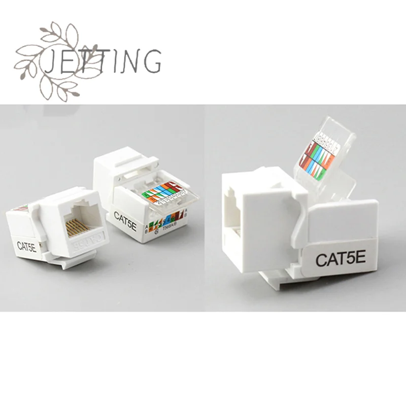 Hot 10Pcs RJ-45 CAT5e Keystone Jack Ethernet Network Keystone JackClip Module Wall Plug Connector Cat5 Keystone Jack