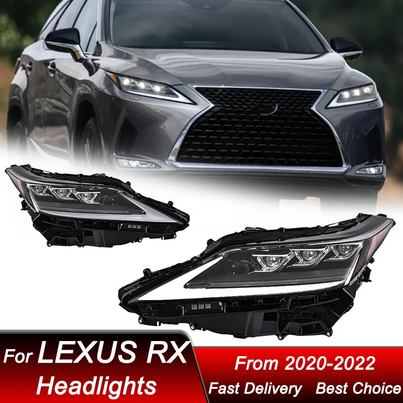 

Автомобильные фары для Lexus RX RX300 2020-2022, 4-объектив, новый стиль, полная светодиодная сборка, обновленный комплект аксессуаров для линз проектора