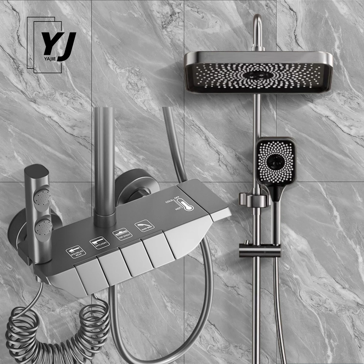 Set falette per showroom da bagno Display digitale Termostato di calore Caldo freddo con basi in rame con scarico a pressione