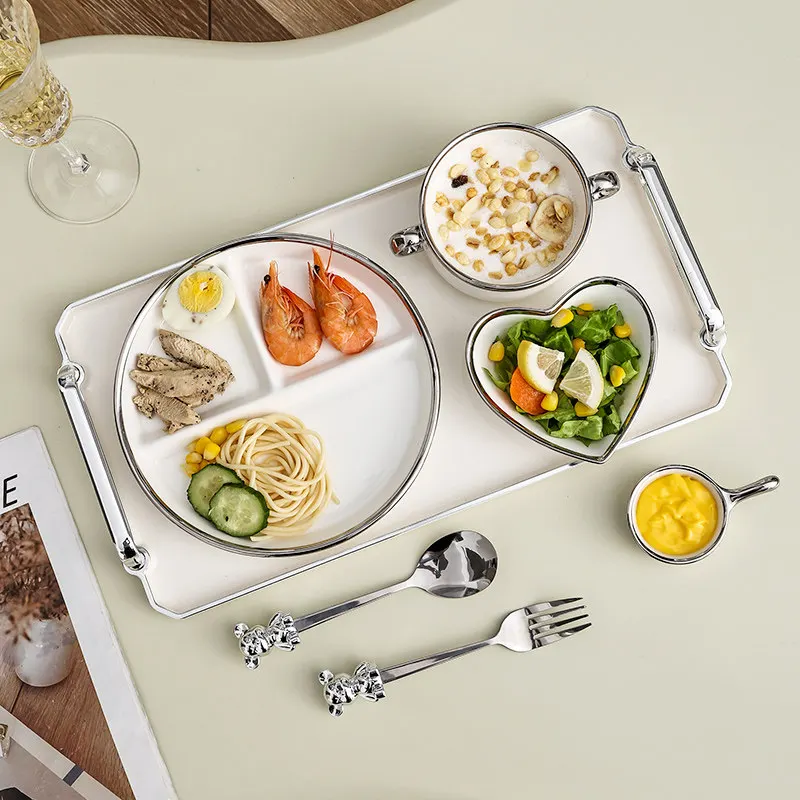 Microwave Ceramic Plates Dinnerware Sets Full Safe Elegant Luxury Dinnerware Sets China Designer Jogo De Pratos Tableware Set