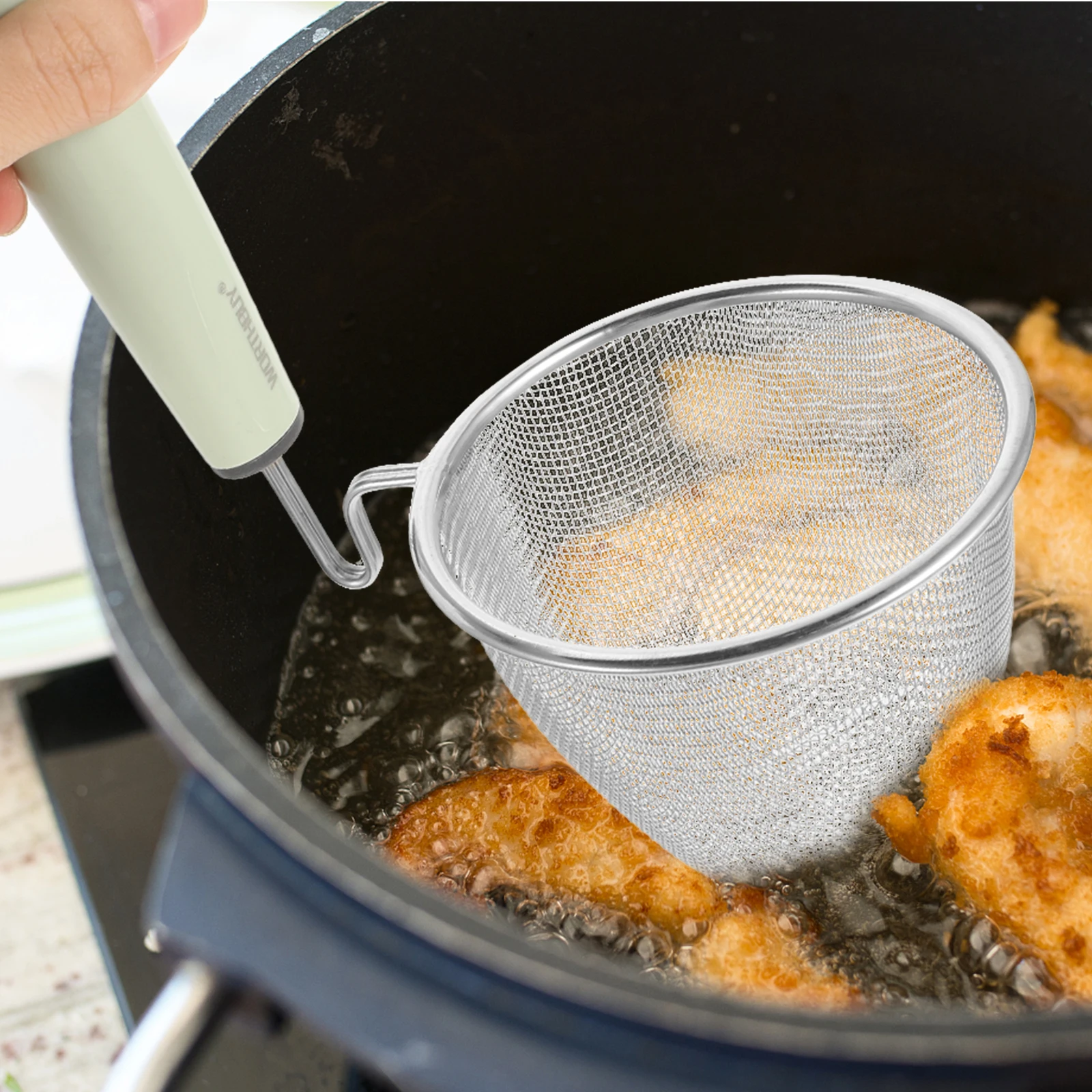 

Stainless Steel Noodle Strainer Pasta Basket Spoon Mesh Filter Kitchen Cookware Boiling Spaghetti Large H