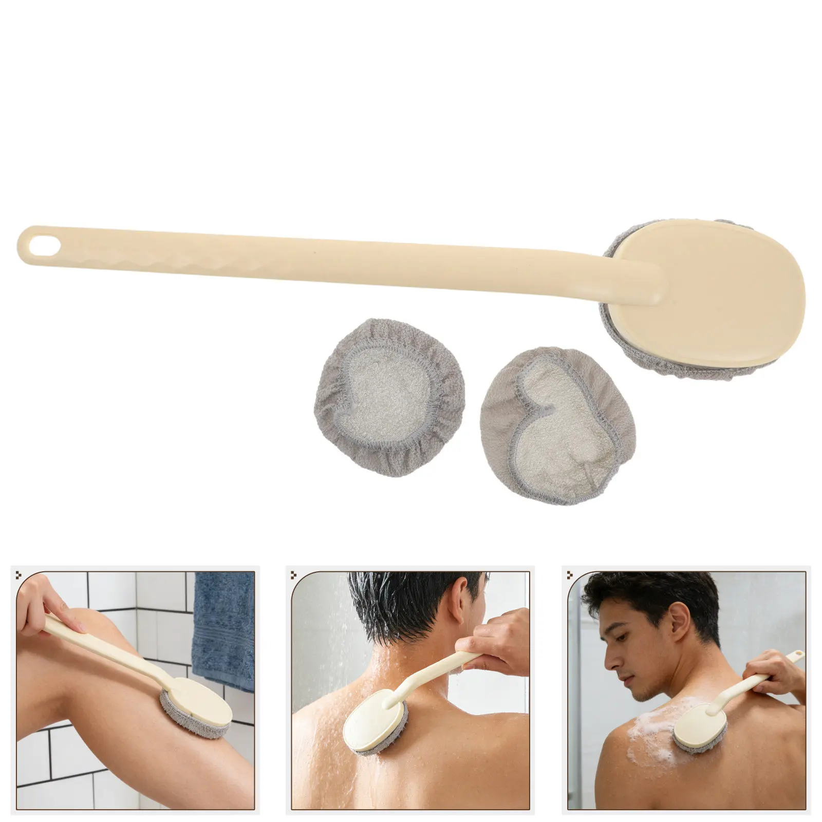 

Эргономичная щетка-аппликатор для лосьона с длинной ручкой для нанесения геля для душа и мытья спины, со сменными губчатыми насадками