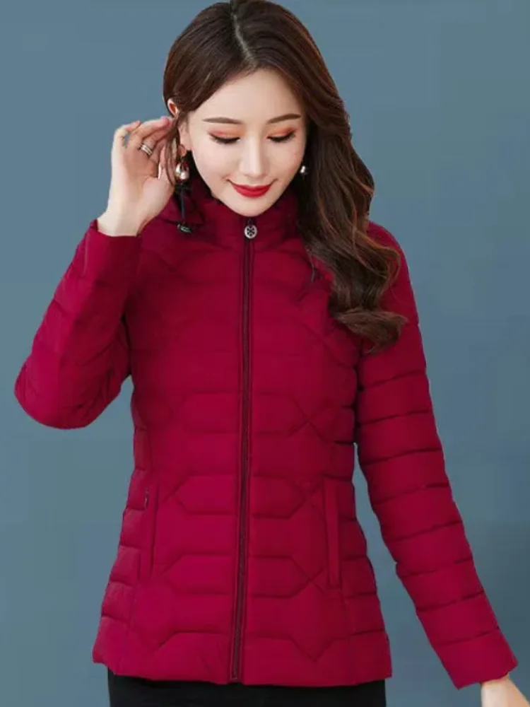 Down Cotton-Padded Coat Women\'s Short Outwear 2024 New Autumn Winter Fashion Slim Oversize 5XL Mother Cotton Jacket Warm Coat